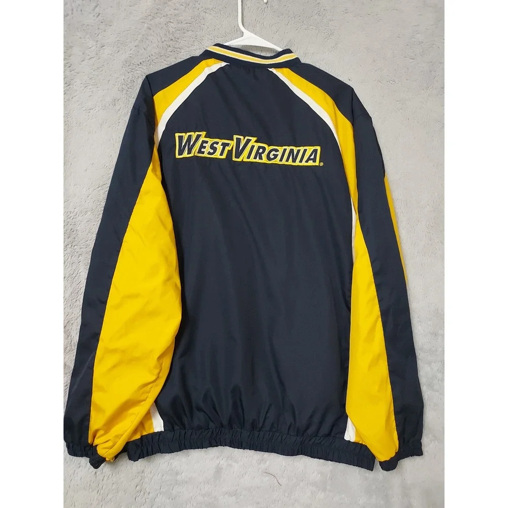 Vintage West Virginia Jacket Mena XL Embroidered Lined Windbreaker WVU Navy Blue